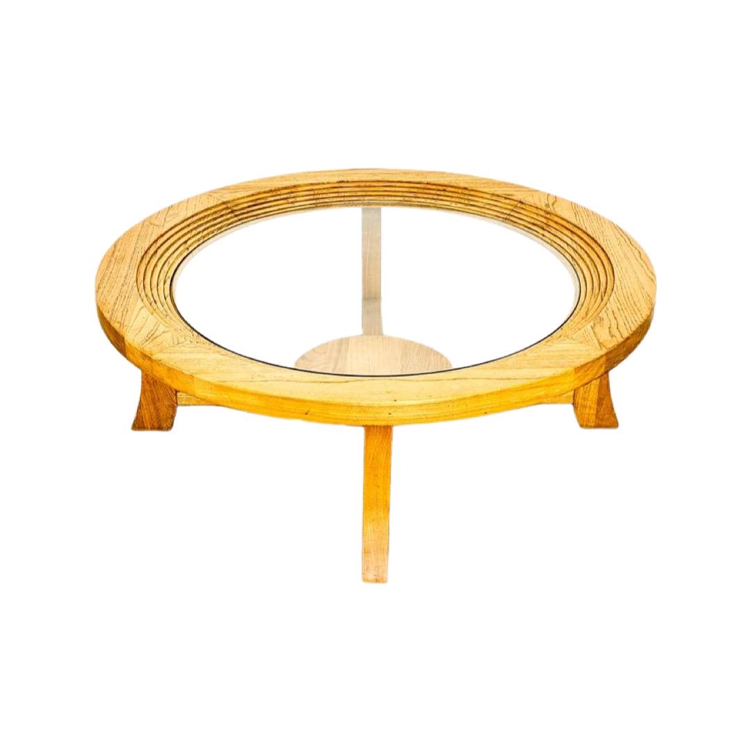 Paul Frankl Round Cocktail Table with Glass Top (1 of 3)