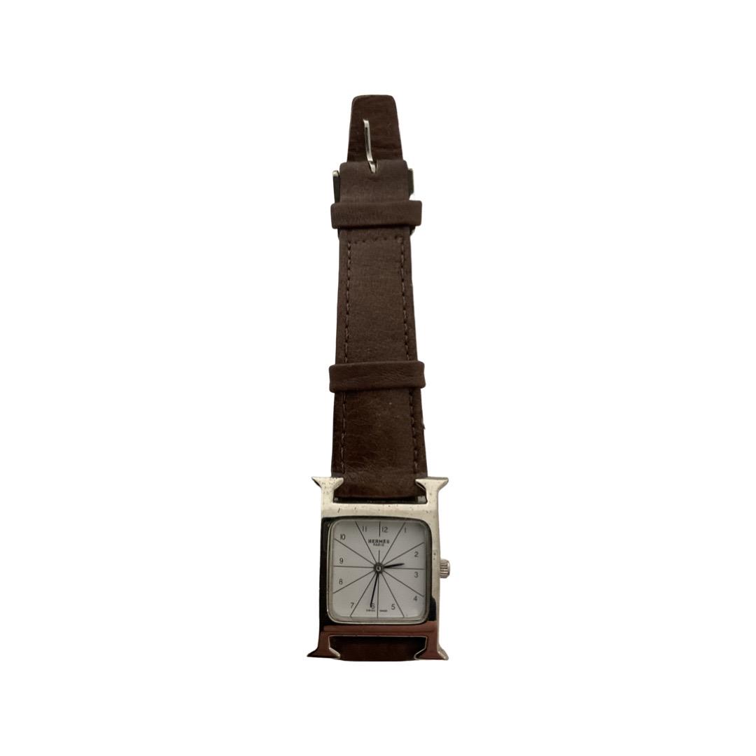 Hermes Water Resistant Square Face Watch with Leather: Hermes Water Resistant Square Face Watch with Leather Strap