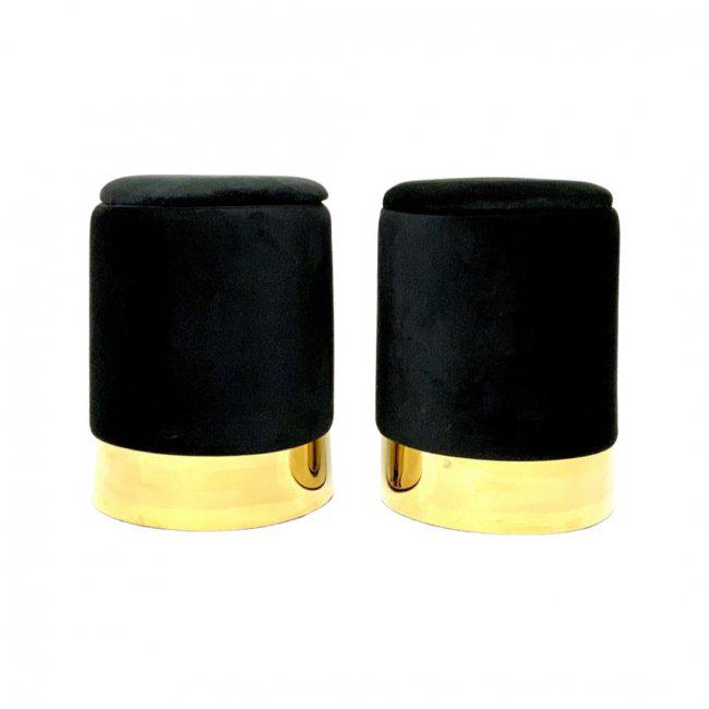 Milo Baughman Style Velvet Stools (1 of 1)