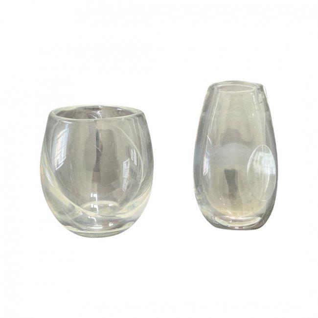 2 Orrefors Glass Vases: Toy St4.5-5.5H x 2-3.5 Diameter