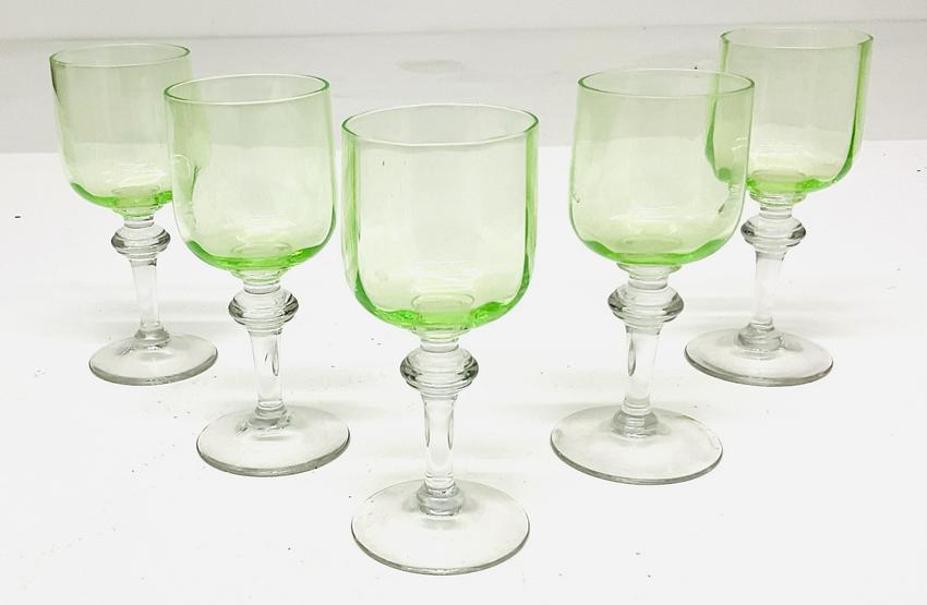 Set of 5 Art Deco Cordials: 5.5H x 2 Diameter