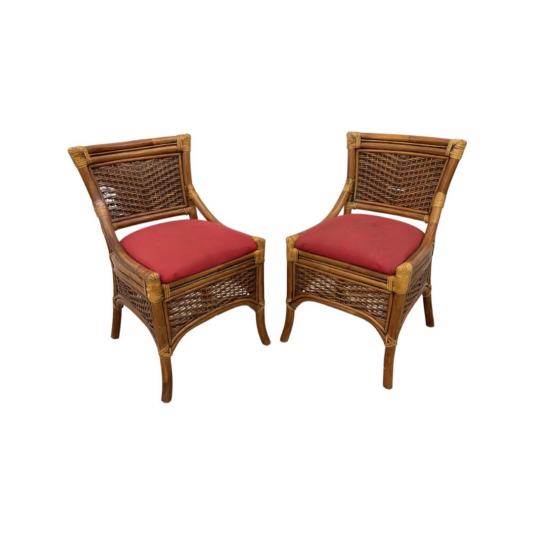 Two Rattan Chairs with Red Cushions (1 of 1)