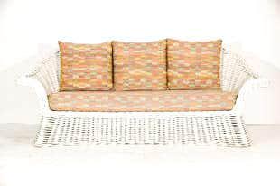 White Wicker Sofa: 33"h x 88"w x 30"d Michael Taylor Style