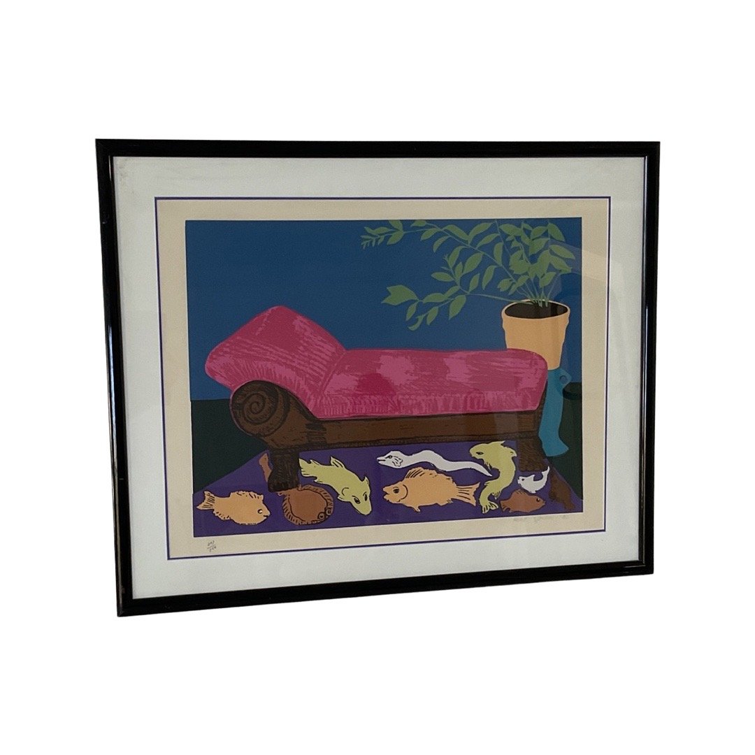 Hunt Slonem Lithograph: 28.5H x 38.5W