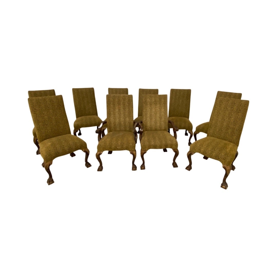 Set of 10 Dessin Fournir Leopard Print Dining Chairs: Set of 10 Dessin Fournir Leopard Print Dining Chairs 44x24x24