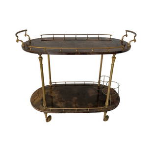 Aldo Tura Goatskin Bar Cart: Aldo Tura Goatskin Bar Cart30 X 31.5 X 16