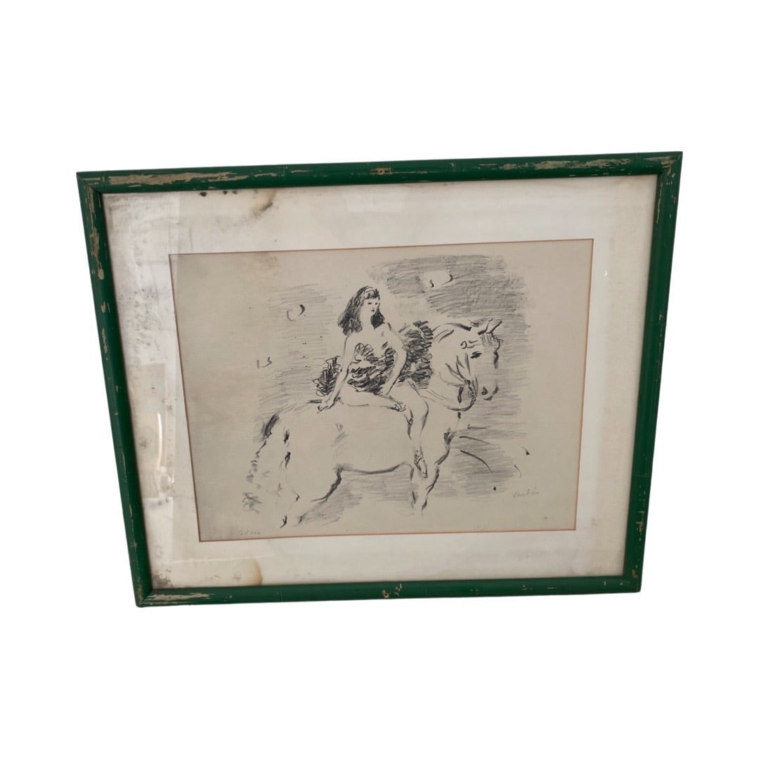 Marcel Vertes Pencil Signed Lithograph of Woman on Horse: Marcel Vertes Pencil Signed Lithograph of Woman on Horse23x27.5