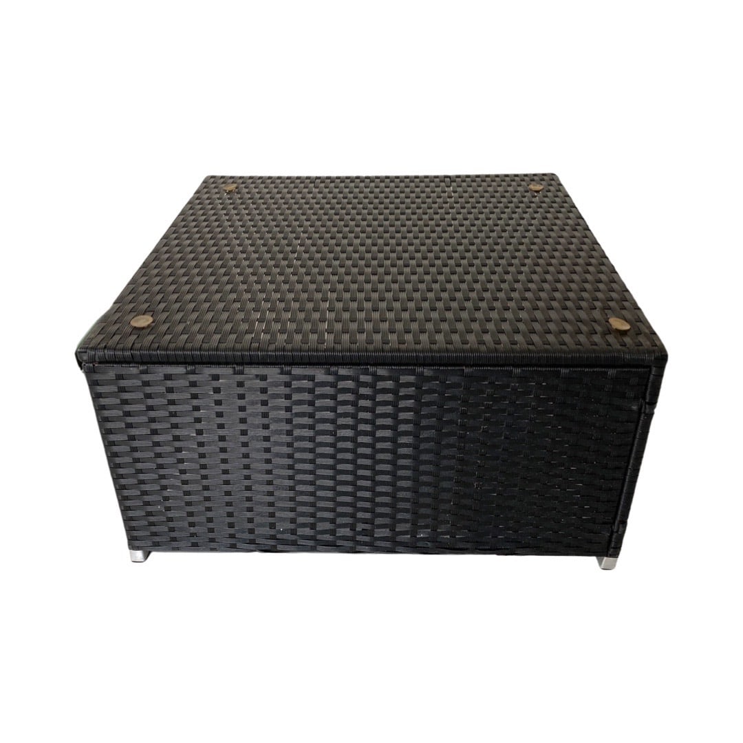 Outdoor Black Woven Ottoman: Outdoor Black Woven Ottoman14 x 27 x27