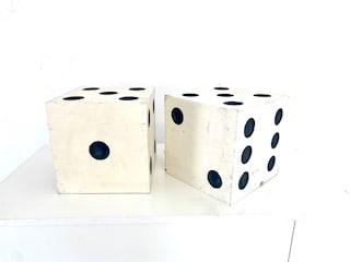 Folk Art Large White Dice Sculptures: Folk Art Large White Dice Sculptures9.5x9.5x9.5