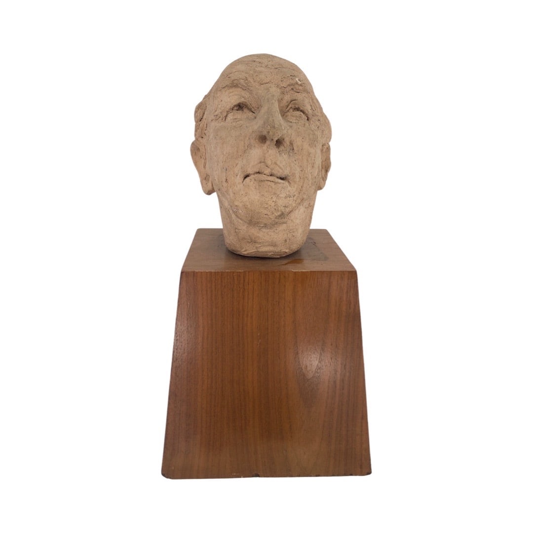 Clay Head Sculture on wood base: Clay Head Sculture on wood base20x10x10