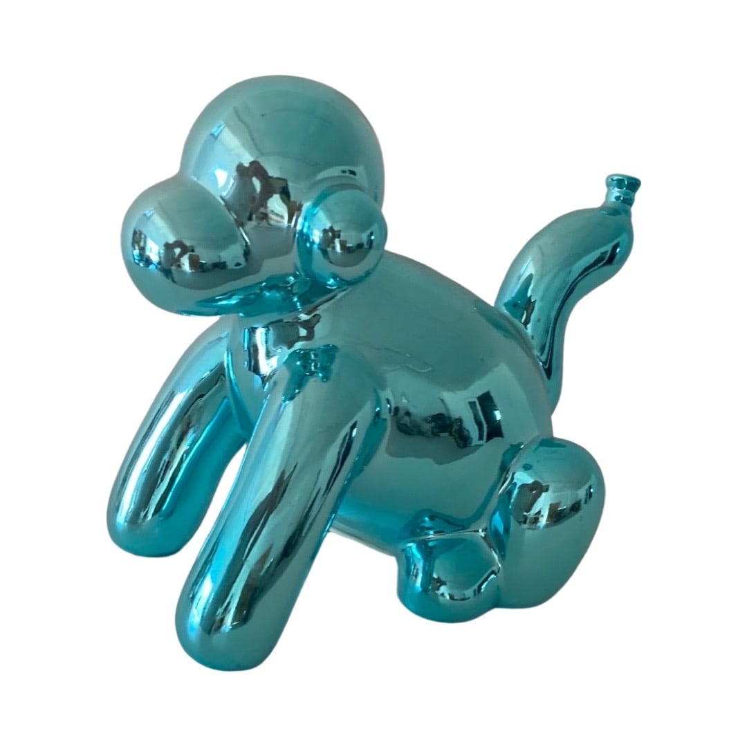 Jeff Koons Style Turquoise Glass Monkey Bank: Jeff Koons Style Turquoise Glass Monkey Bank8.5 x 10 x 5