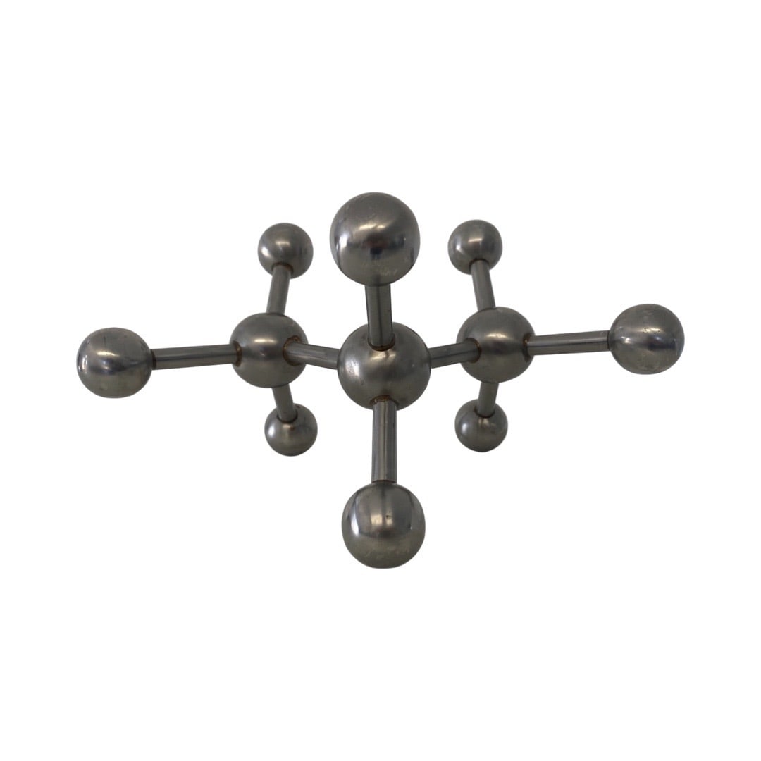 Brushed Nickle Atom Sculpture: Brushed Nickle Atom Sculpture8x9x13