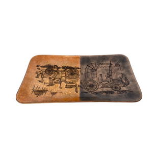 Copper Enamel tray by Del Campo: 1.5. X 13.5 X 7.5