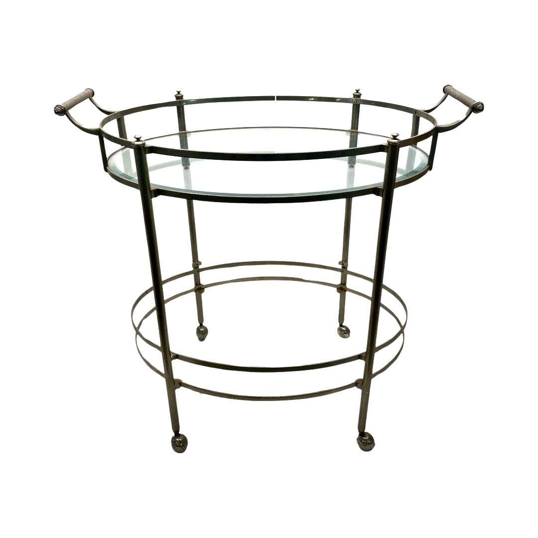 Steel and Glass Bar Cart: 34 X 35 X 20