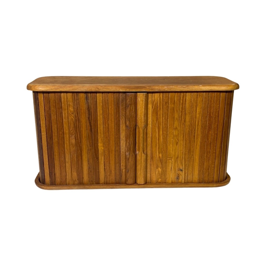 Teak Tambour Cabinet: 10 X 18 X 7