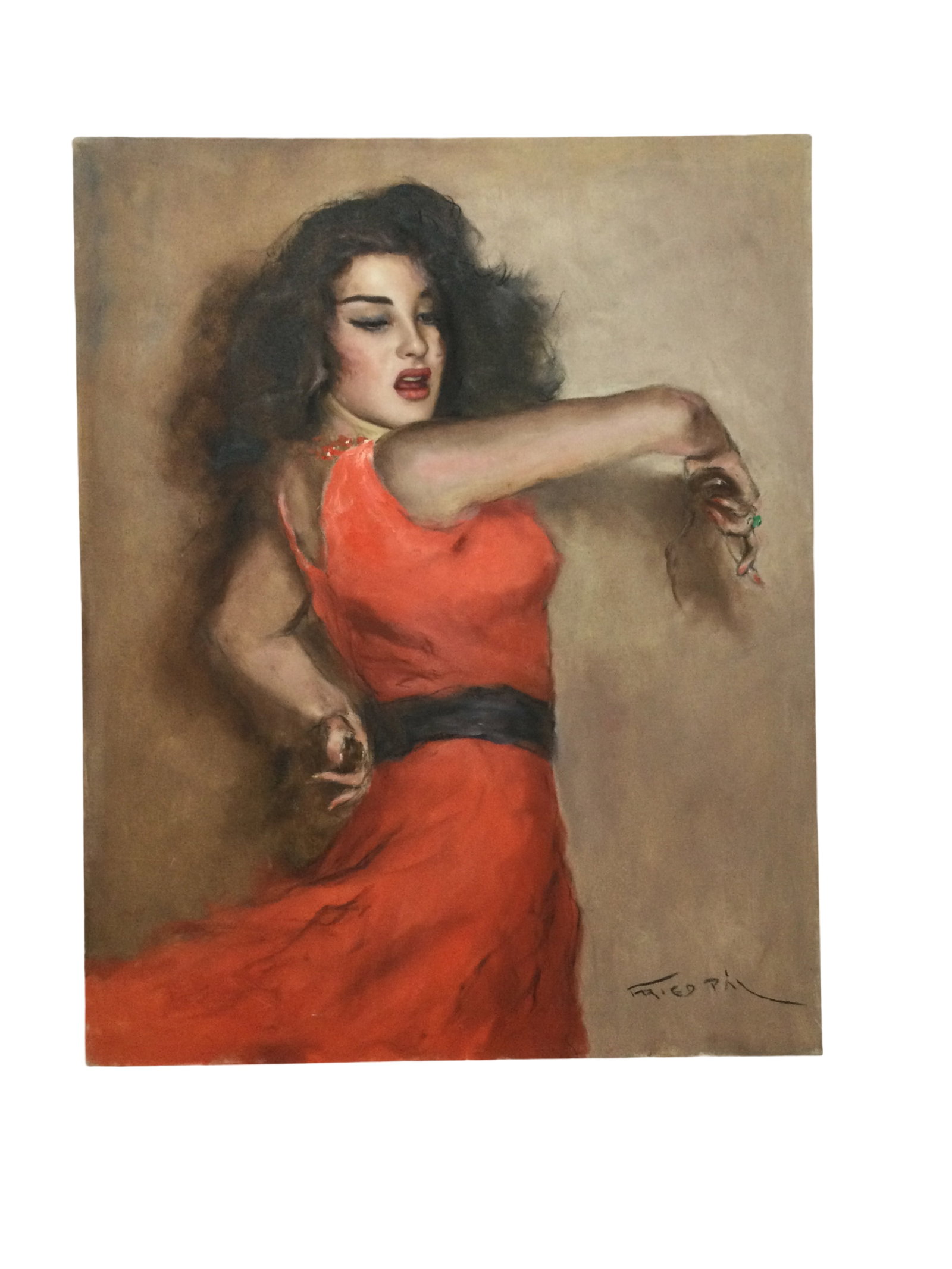 Pal Fried Painting of Dancer, Signed (1 of 2)