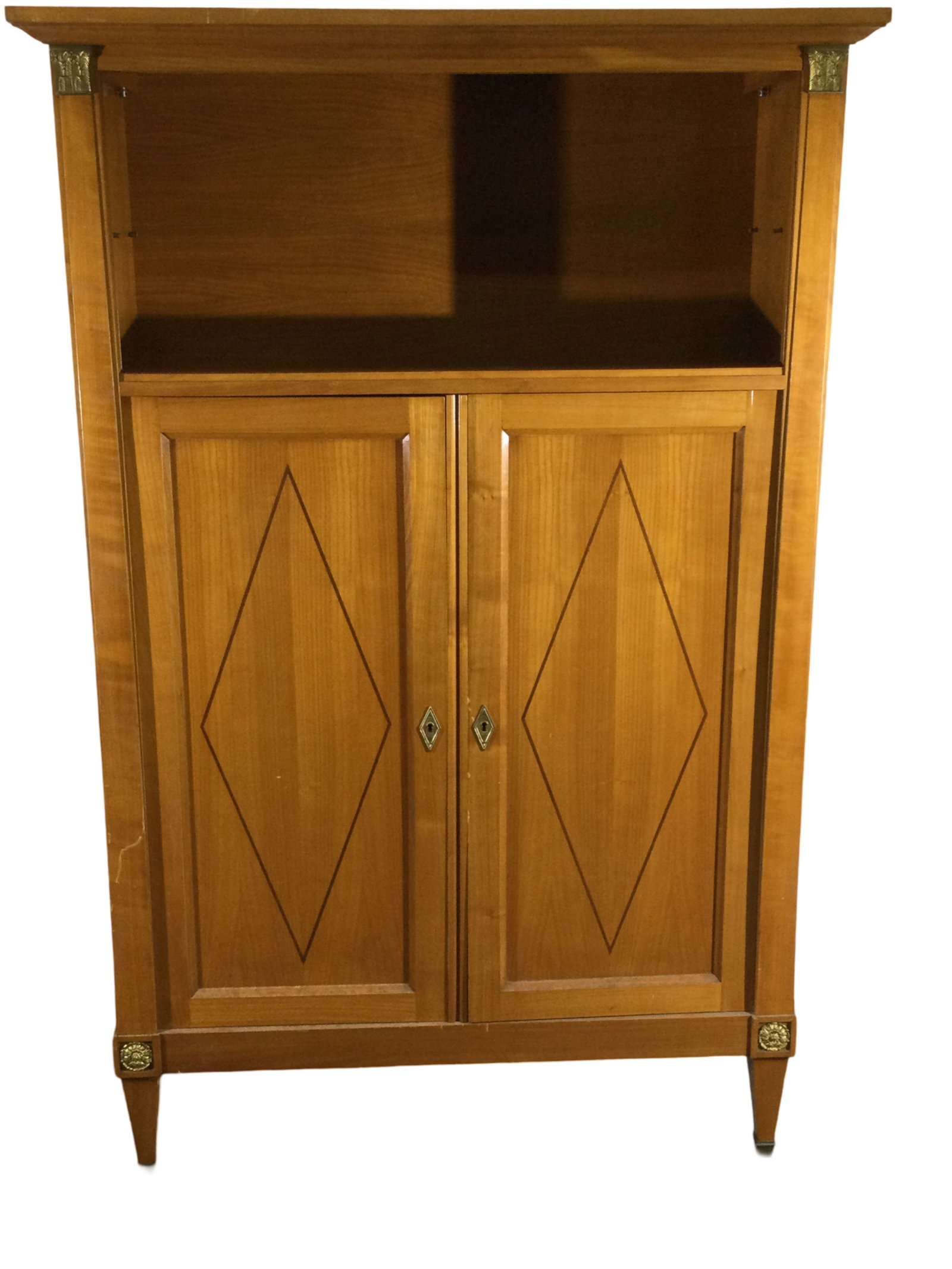 Andre Arbus Style Cabinet: 3 Door Armoire wit diamond ahaped inlay68 x 41 x 17