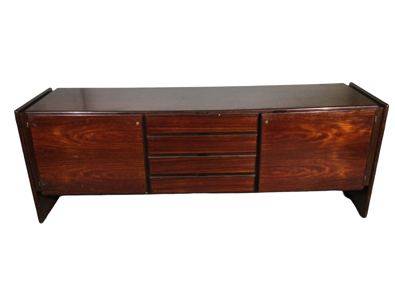 Rosewood Midcentury Sideboard: 4 Drawer 2 Door Cherry Dresser28 x 77 x 19.5