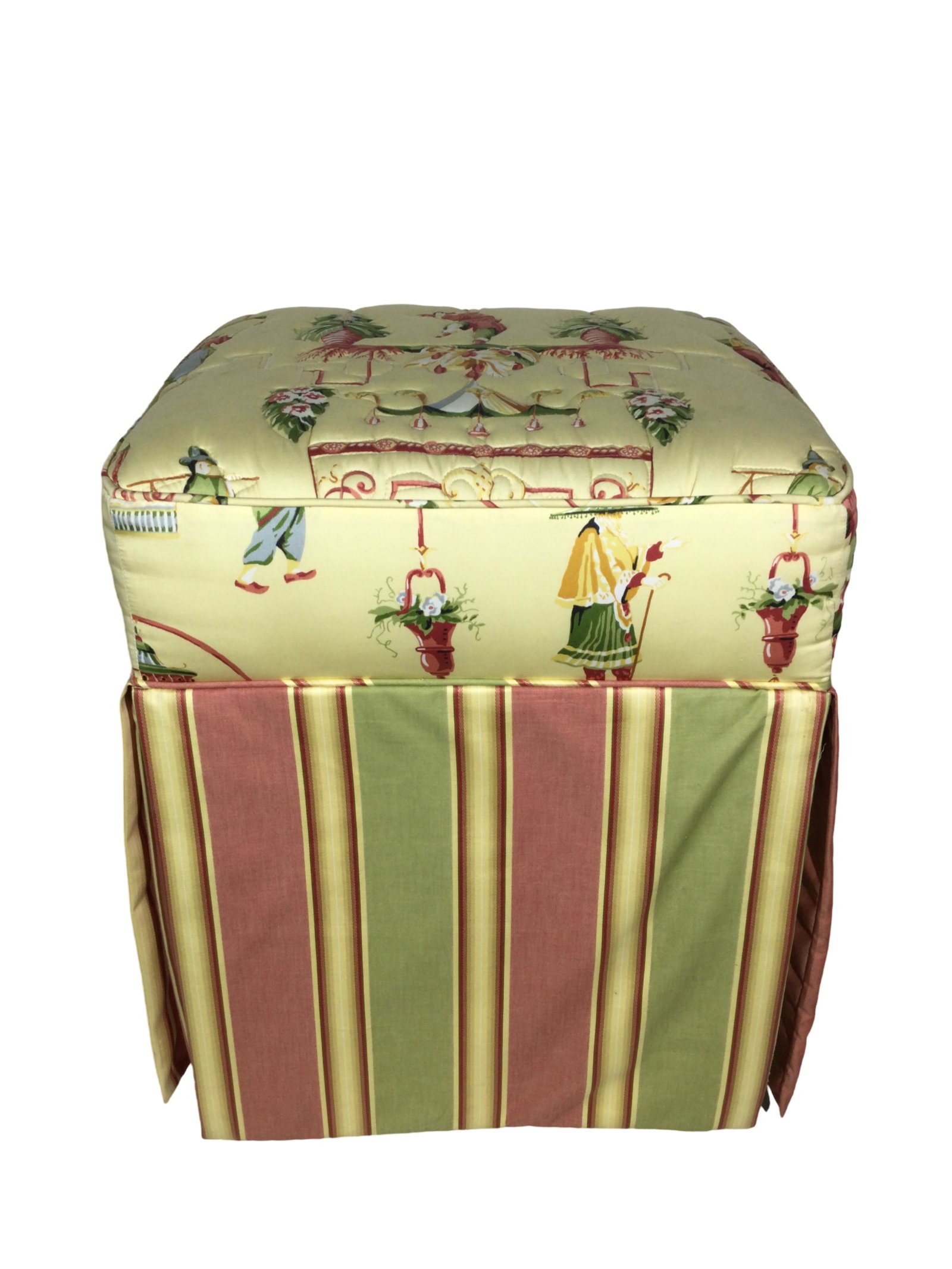 Scalamandre Chinoiserie Fabric Rolling Stool (1 of 1)