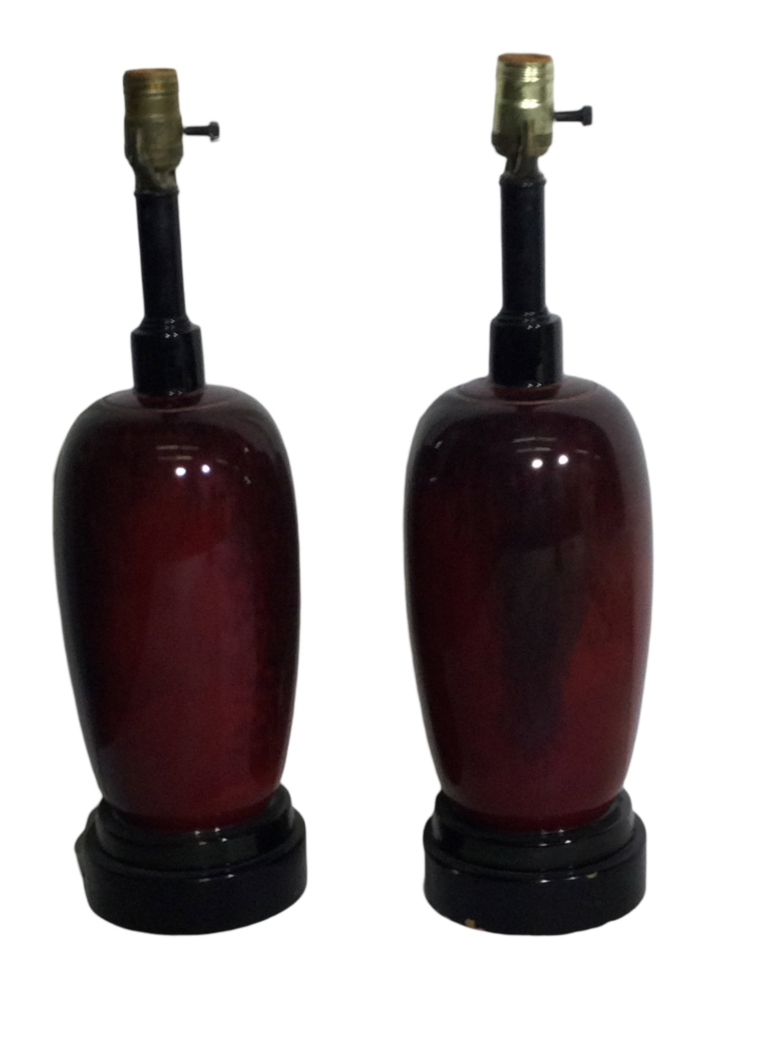Pair Flambe Table Lamps: 20H x 6 DiameterPair Flambe Table Lamps