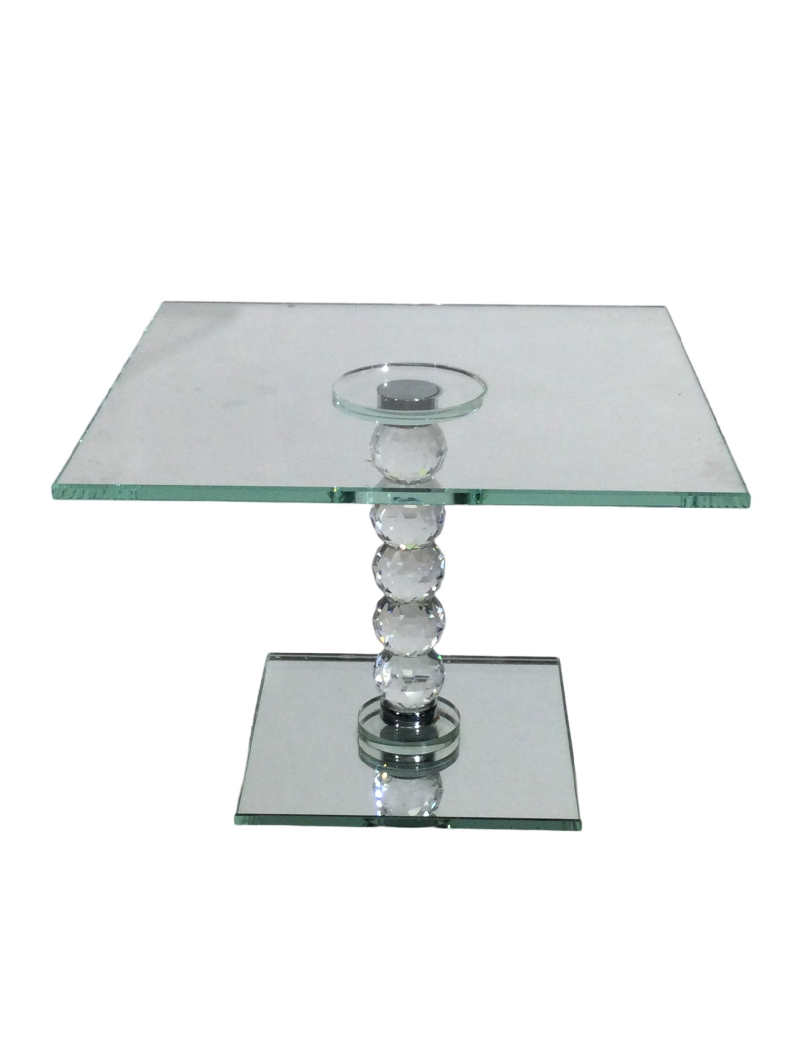 Cake Pedestal with Mirror Base: 3.5 x 12 x 12Cake Pedestal with Mirror Base