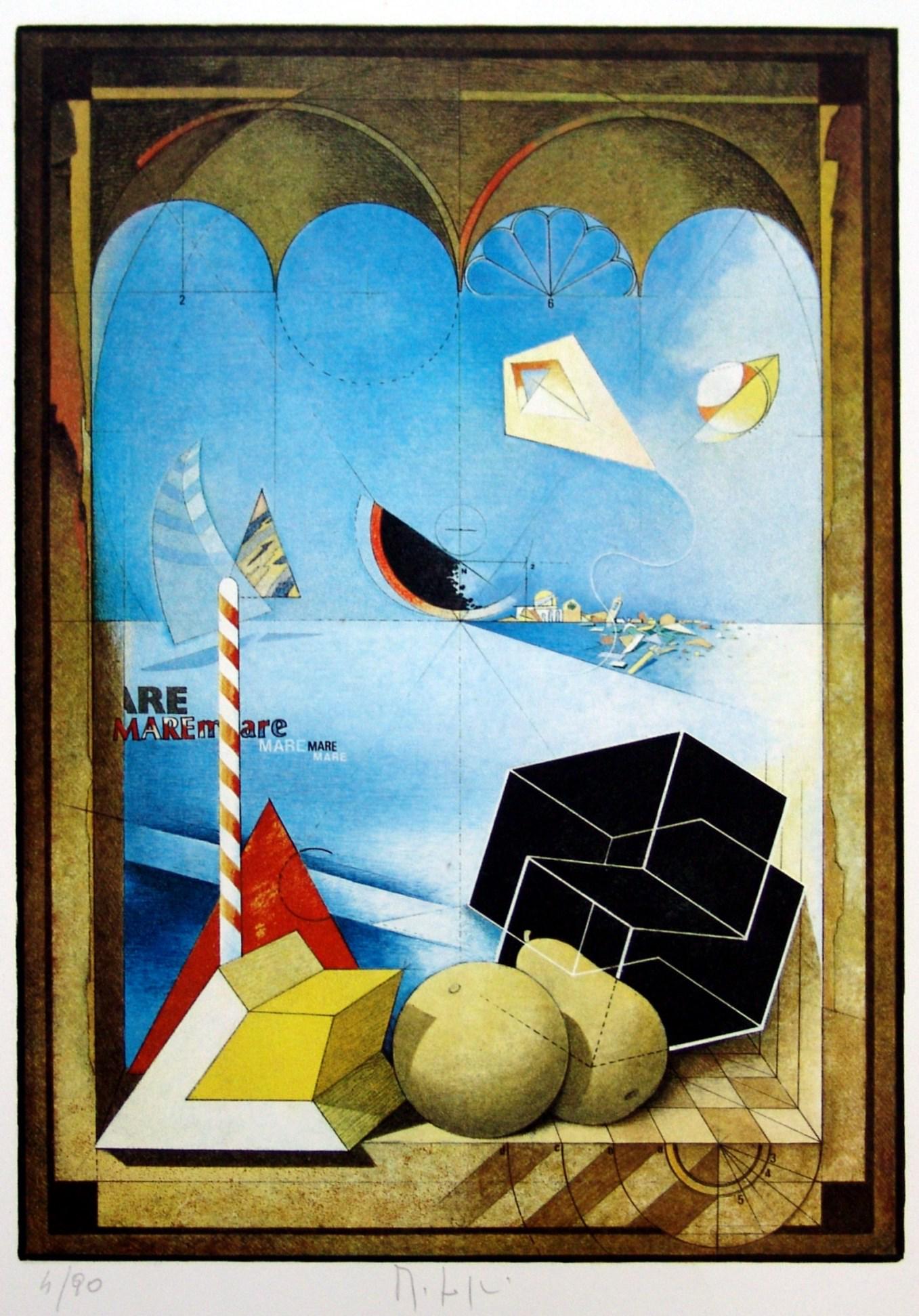 MARIO LOGLI (1933, Urbino) [Italia] senza titolo: acquaforte acquatinta, 69x49,5 cm es. 4/90, firma dell'artista in basso al centro certificato di autenticitÃ Picenum