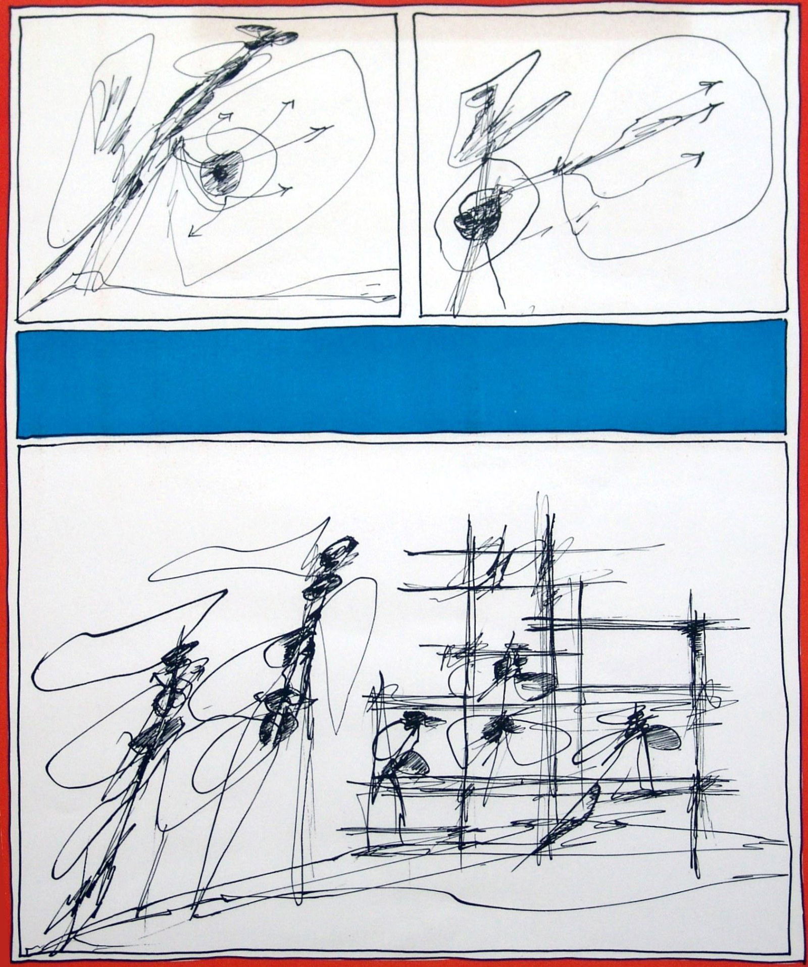 ACHILLE PERILLI (1927, Roma) [Italia] senza titolo: litografia, 60x41 cm es. 57/75, firma dellâ€™artista in basso a destra, opera con cornice certificato di autenticitÃ Picenum