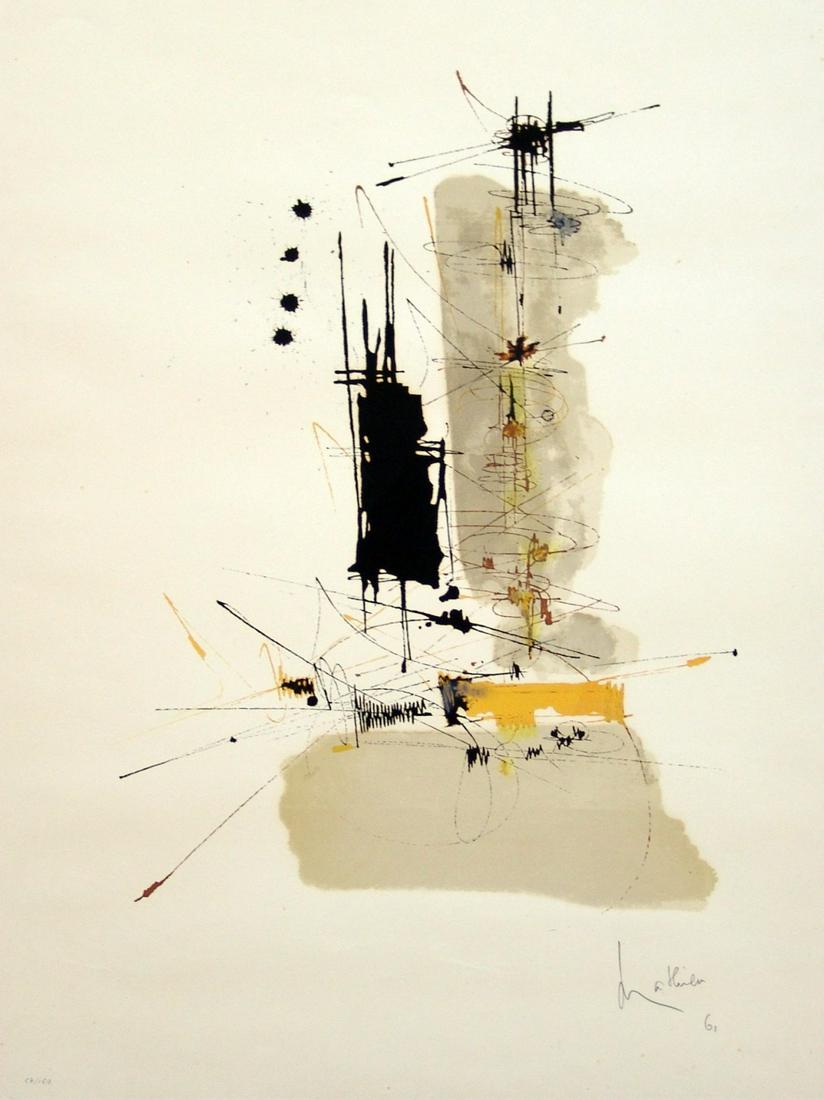 GEORGES MATHIEU (1921, Boulogne-sur-Mer - 2012,: litografia, 76x55 cm es. 57/150, firma dell'artista in basso a destra certificato di autenticitÃ Picenum