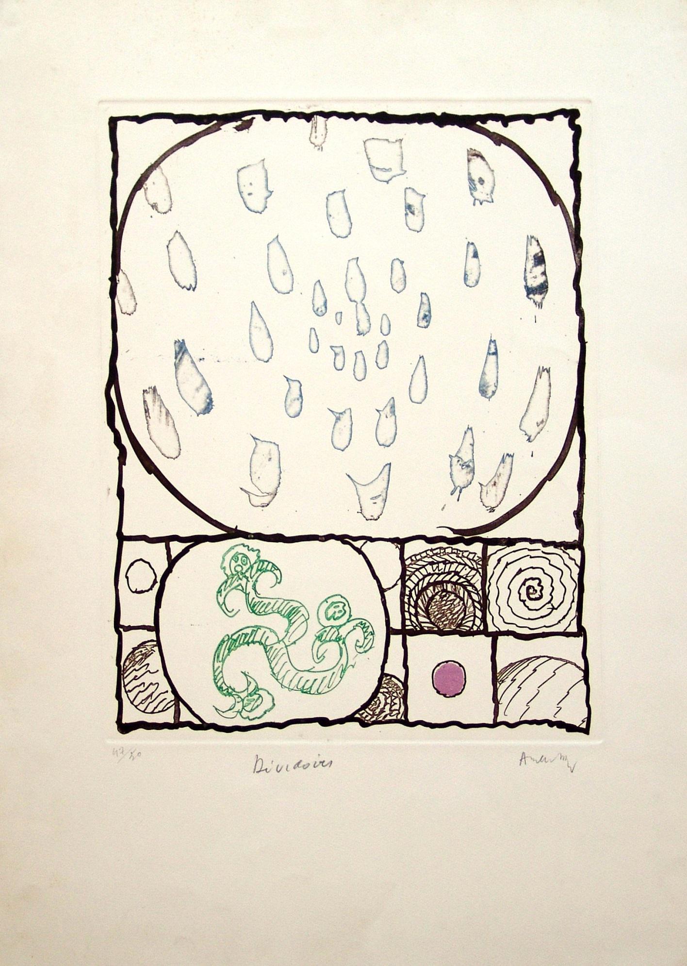 PIERRE ALECHINSKY (1927, Schaerbeek) [Belgio]: acquaforte acquatinta, 76x56 cmes. 47/50, firma dell'artista in basso a destracertificato di autenticità Picenum