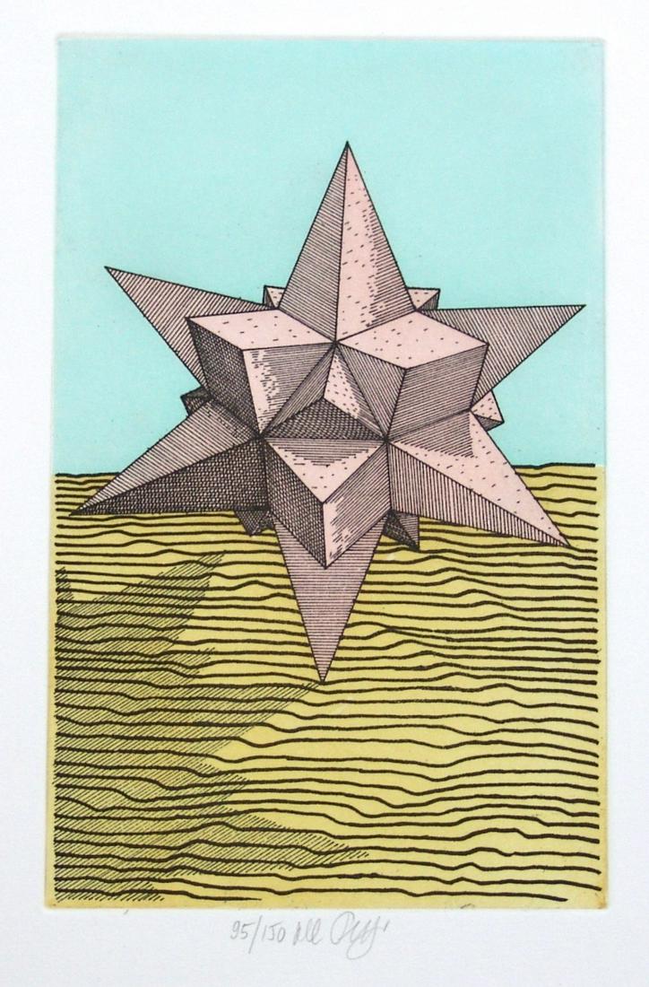 LUCIO DEL PEZZO (1933, Napoli) [Italia] senza titolo: acquaforte acquatinta, 45x33 cmes. 95/150, firma dell'artista in basso al centro e timbro Grafica d'Arte Lombardi di Roma in basso a sinistra, opera con cornicecertificato di autenticità Picenum