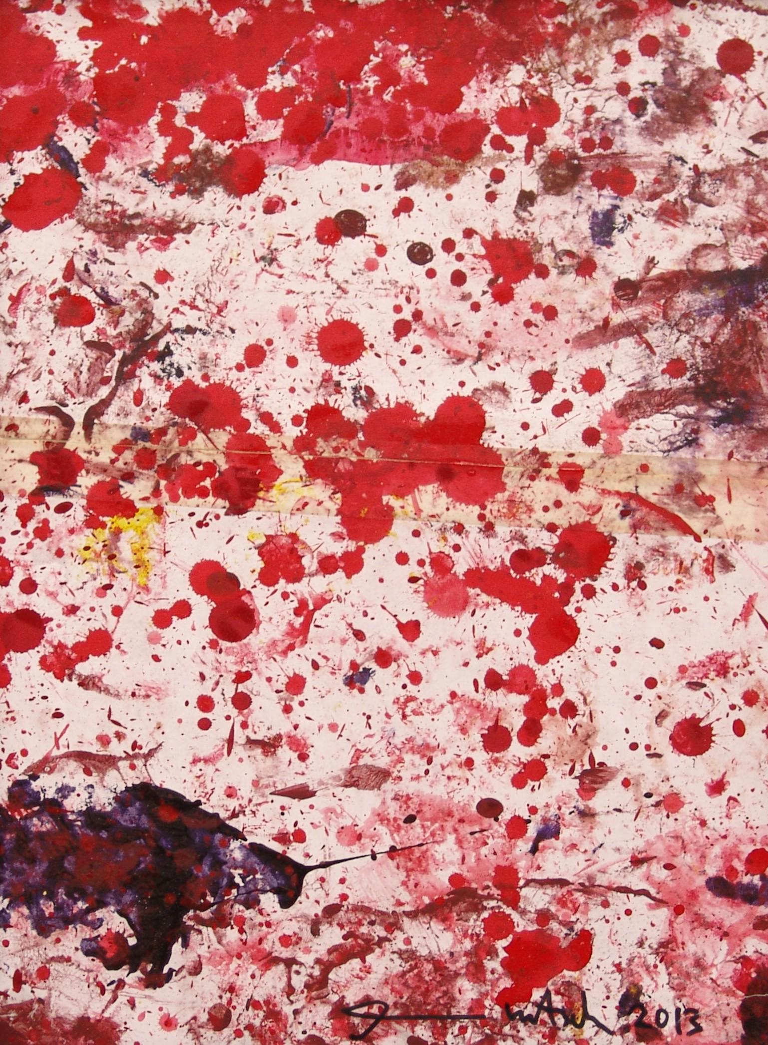 HERMANN NITSCH, Hymnen an die nacht, 2013: HERMANN NITSCH(1938, Vienna) [Austria]"Hymnen an die nacht" 2013acquerello gouache su carta applicata su tela, 41x31 cmfirma dell'artista in basso a destra, opera con corniceopera unica contenuta all'