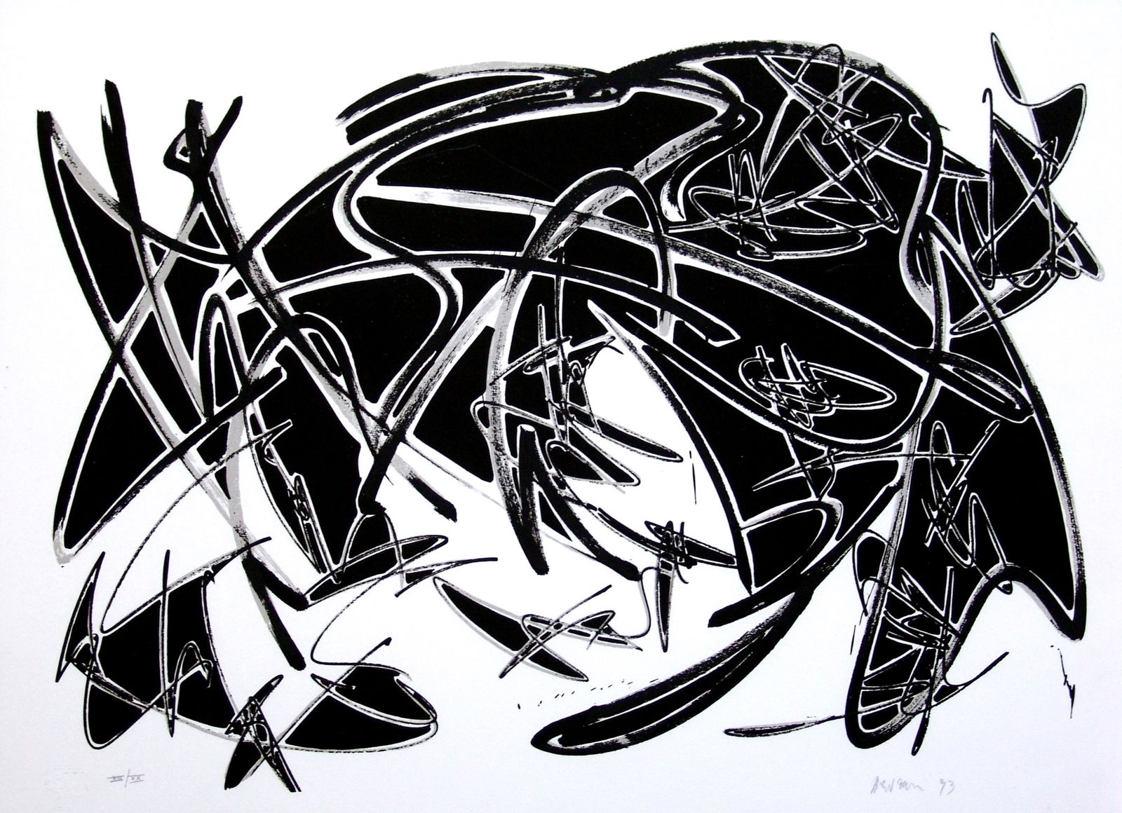 GIANNI ASDRUBALI, senza titolo, 1993: GIANNI ASDRUBALI(1955, Tuscania) [Italia]senza titolo, 1993serigrafia, 56x76 cmes. XIII/XX, firma dellâ€™artista in basso a destra e timbro Manuela Allegrini Editor in basso a sinistracertificato