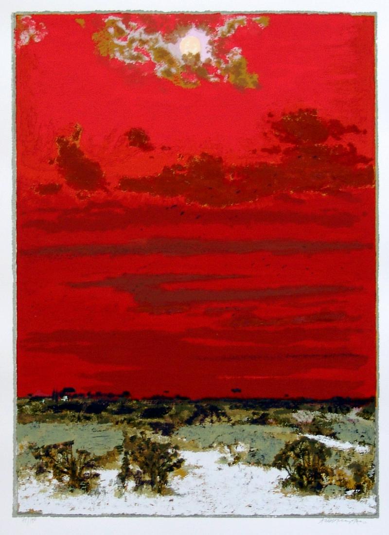 NATALE ADDAMIANO, Stormo serale, 2006: NATALE ADDAMIANO(1943, Bitetto) [Italia]"Stormo serale" 2006serigrafia, 100x70 cmes. 71/150, firma dellâ€™artista in basso a destracertificato di autenticitÃ Picenum, opera pubblicata in "Adda