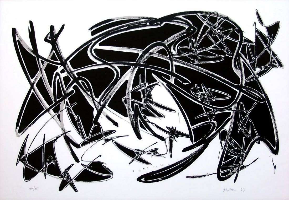 GIANNI ASDRUBALI, senza titolo, 1993: GIANNI ASDRUBALI (1955, Tuscania) [Italia] senza titolo, 1993 serigrafia, 56x76 cm es. XIII/XX, firma dell’artista in basso a destra e timbro Manuela Allegrini Editor in basso a sinistra certifi