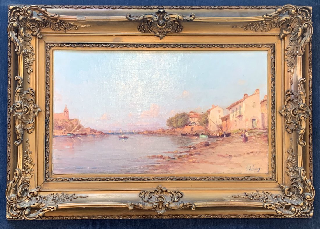 Charles Malfroy (1872-1918) Fishing Village Harbor: Fishing Village Harbor is an oil on canvas by the famous French artist Charles Malfroy (1872-1918). Considered an Impressionist, Malfroy utilized his studies of the effects light to create colorful an