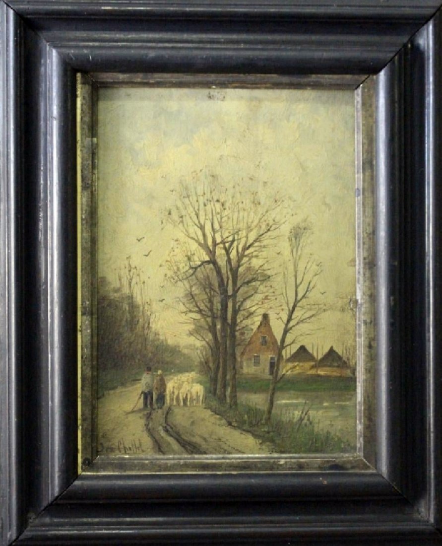 Fredricus Chattel (1856-1917) Shepherd & Flock - Oil (1 of 5)