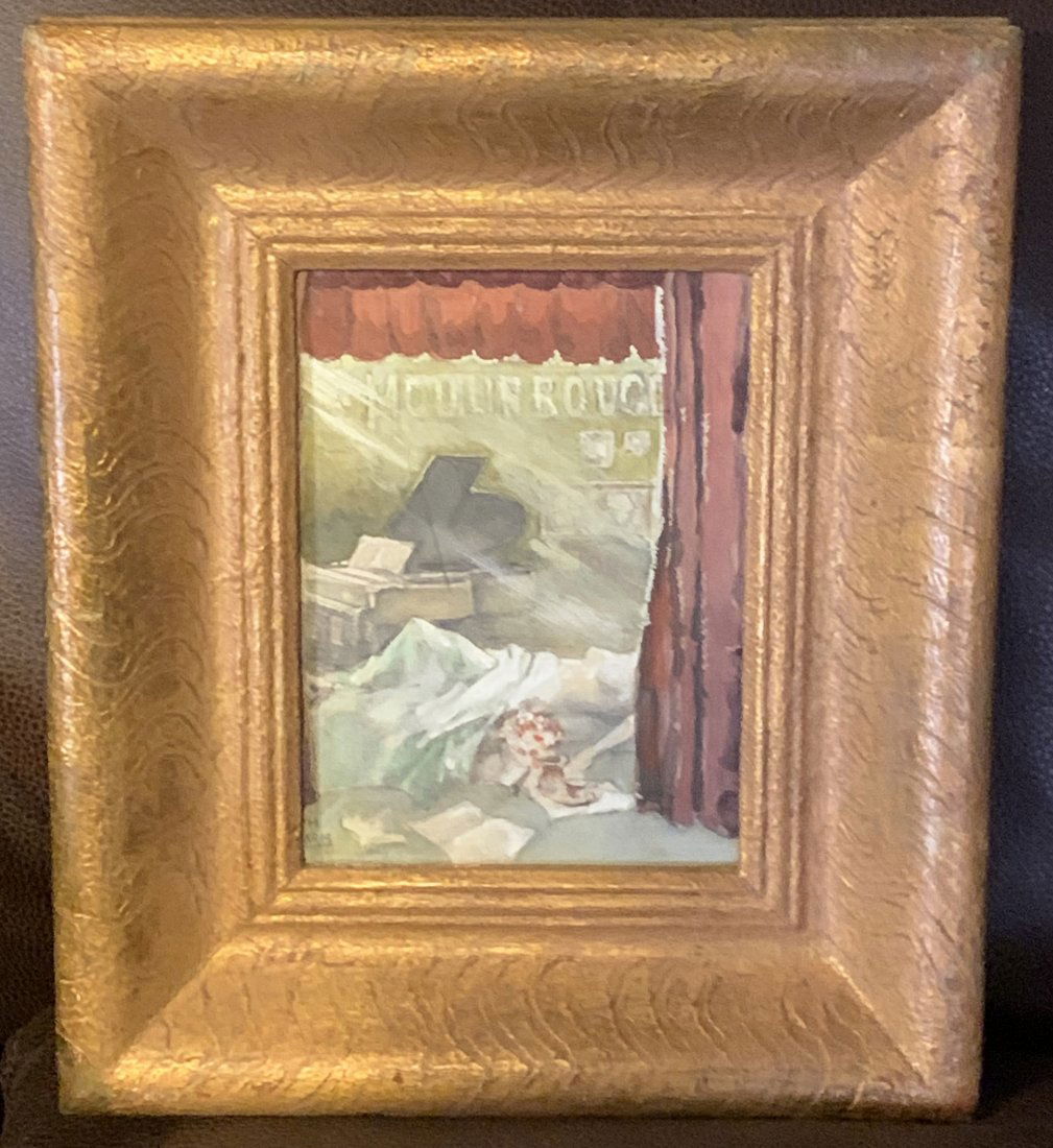 Charles Hargens (1893-1997) Moulin Montmartre: Moulin Montmartre by Charles Hargens (1893-1997). Watercolor and pencil on paper from 1986 in Paris. Hargen’s signature C.H. and PARIS on bottom left of front. On verso were portion of foam backing