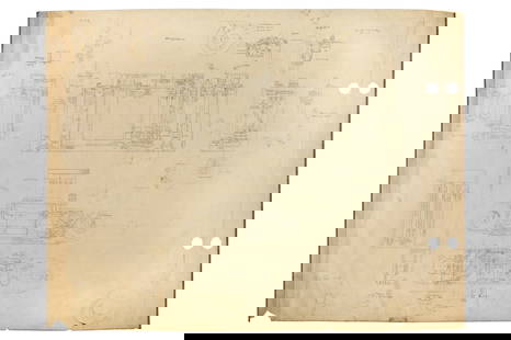 Leitz 1. Drawing to the Leica IIIc 42215: Früheste bekannte Reinzeichnung zur neuartigen Spritzgusskamera, datiert 22. bis 29. Oktober 1934. Das Detail der aufklappbaren Rückwand ist in der Darstellung dieser Zeichnung deutlich zu