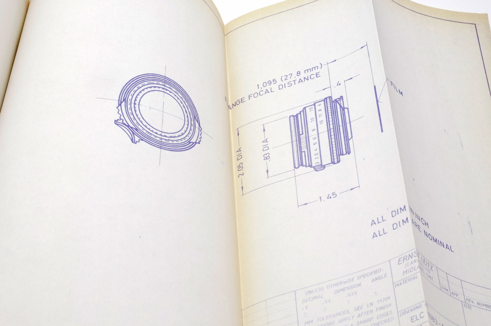 ELCAN binder with lens specification sheets * - 3