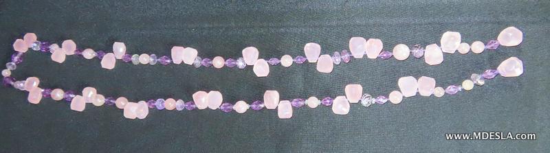 Vintage Rose Quartz, Amethyst, and crystal Lariat (1 of 2)
