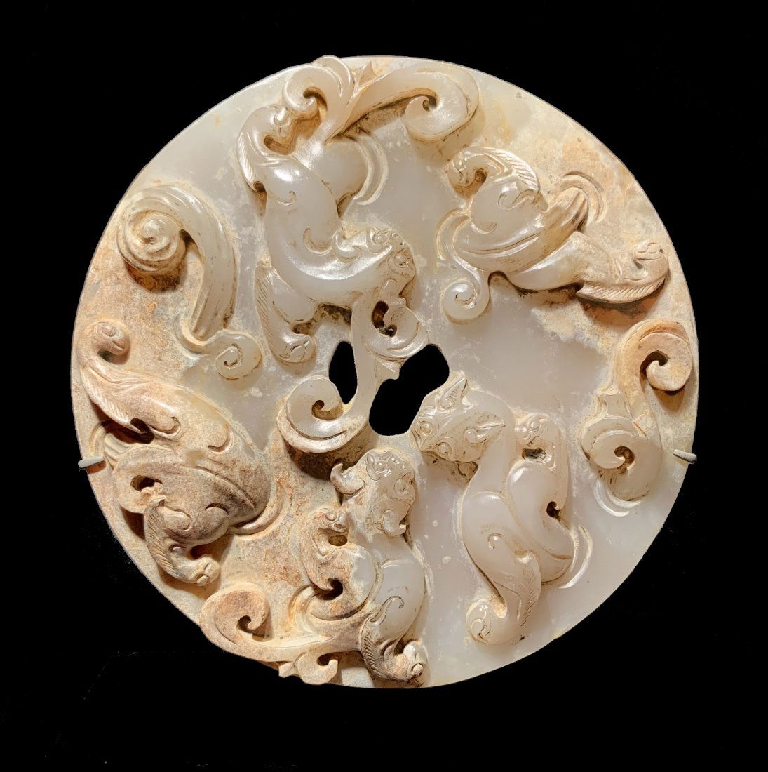 Bixie White Jade Bi, Warring States Period (475-221 BC) (1 of 13)