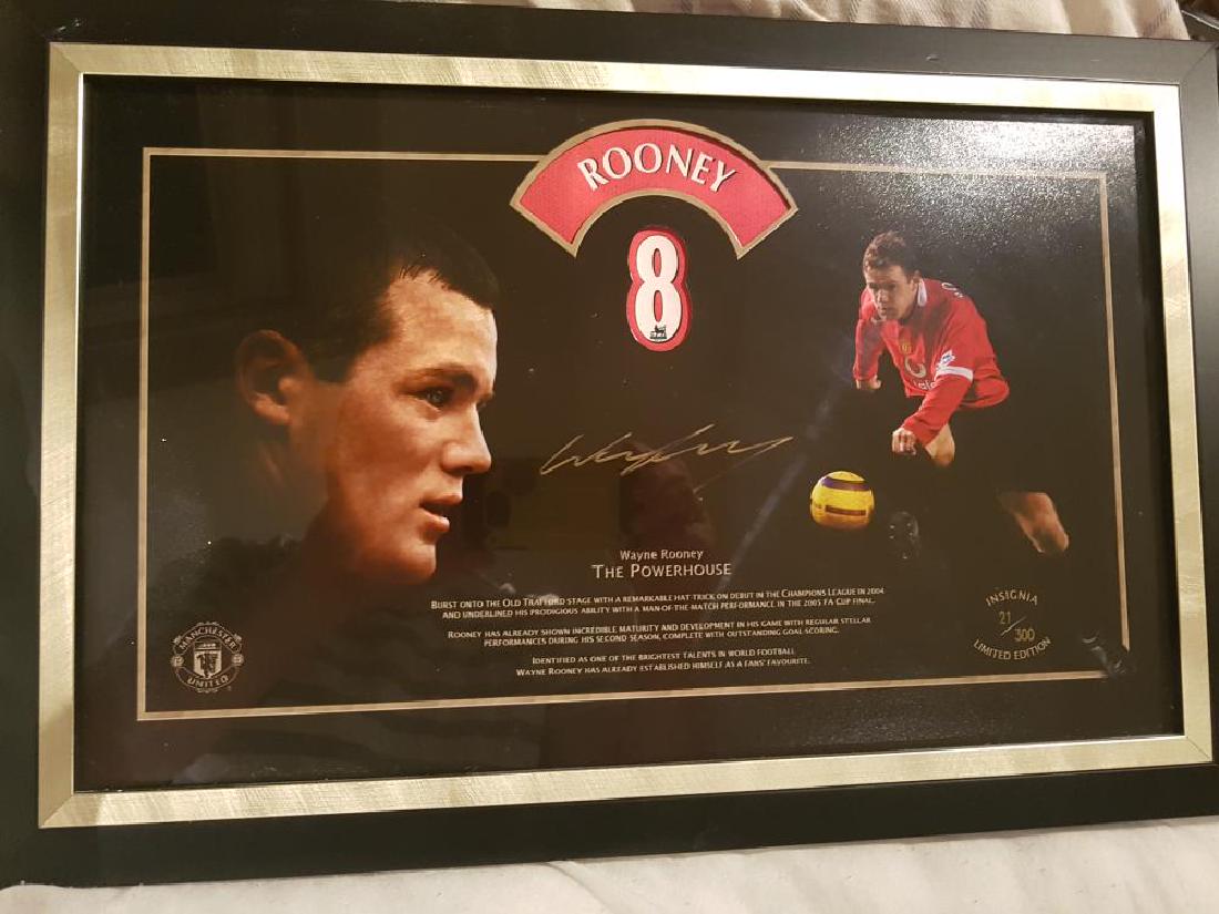 Wayne Rooney Official Signed and framed picture.: Lot 6: Wayne Rooney Official Signed and framed picture. Comes directly from Manchester United. Limited Edition Item. Condition Report: Excellent Provenance: Direct from Manchester United Football Club