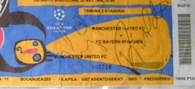 - European Cup final ticket from the 1999 Final: Lot 53 - European Cup final ticket from the 1999 Final between Manchester United and Bayern Munich. Signed by Rivaldo, Frank De Boar Provenance: Yes - From Authenticautographsjust4u