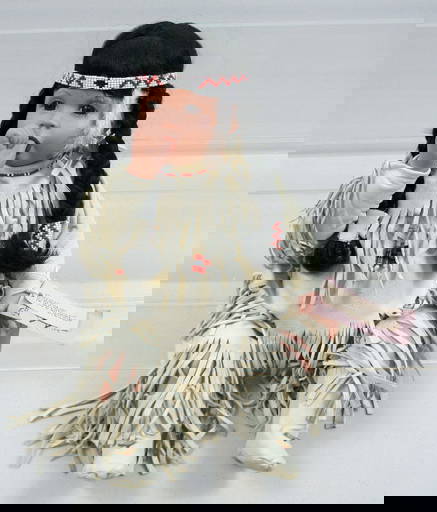 Porcelain Native American/indian Doll