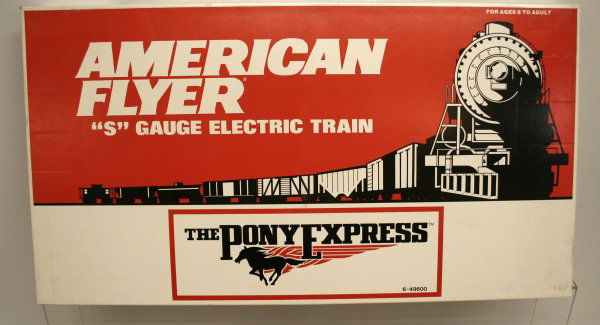 American Flyer Pony Express Train Set: American Flyer "S" Gauge: 6-49600 Pony Express Train Set. New in box. Grading: C9 New Box: Y