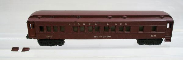 Lionel Madison 2625 Passenger Car: Lionel 2625 Madison Car, Six Wheel Trucks, No Silhouettes, Has Two Broken Steps But Steps Included Just Glue Them On, Broken In Shipment. Otherwise C7. . Grading: C7 Exc Box: n