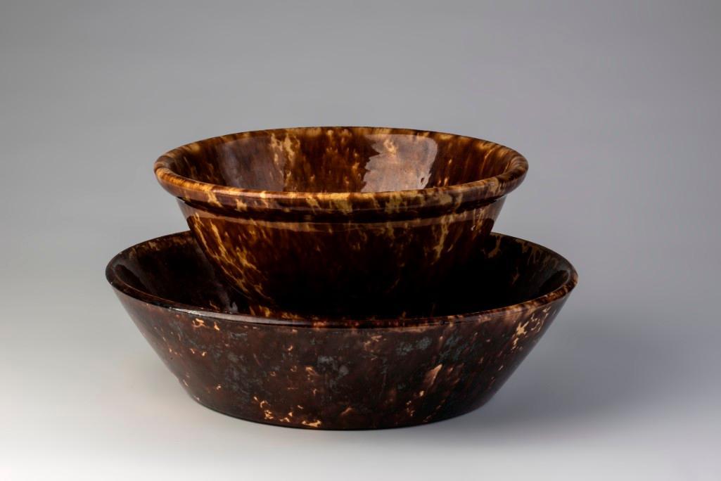Two Rockingham Brown Glazed Bowls. (1 of 2)