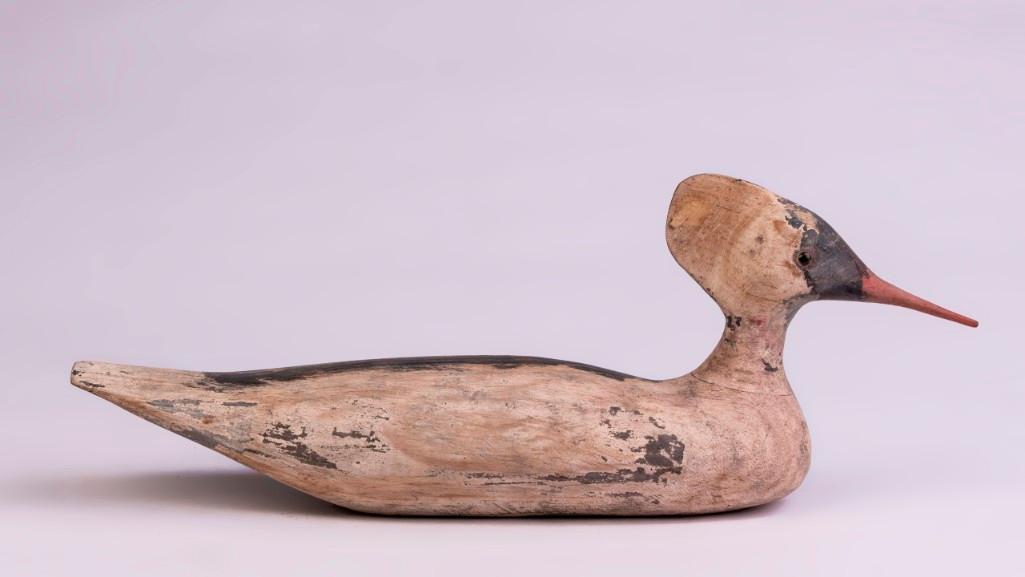Carved and Painted Hooded Merganser Decoy. (1 of 3)