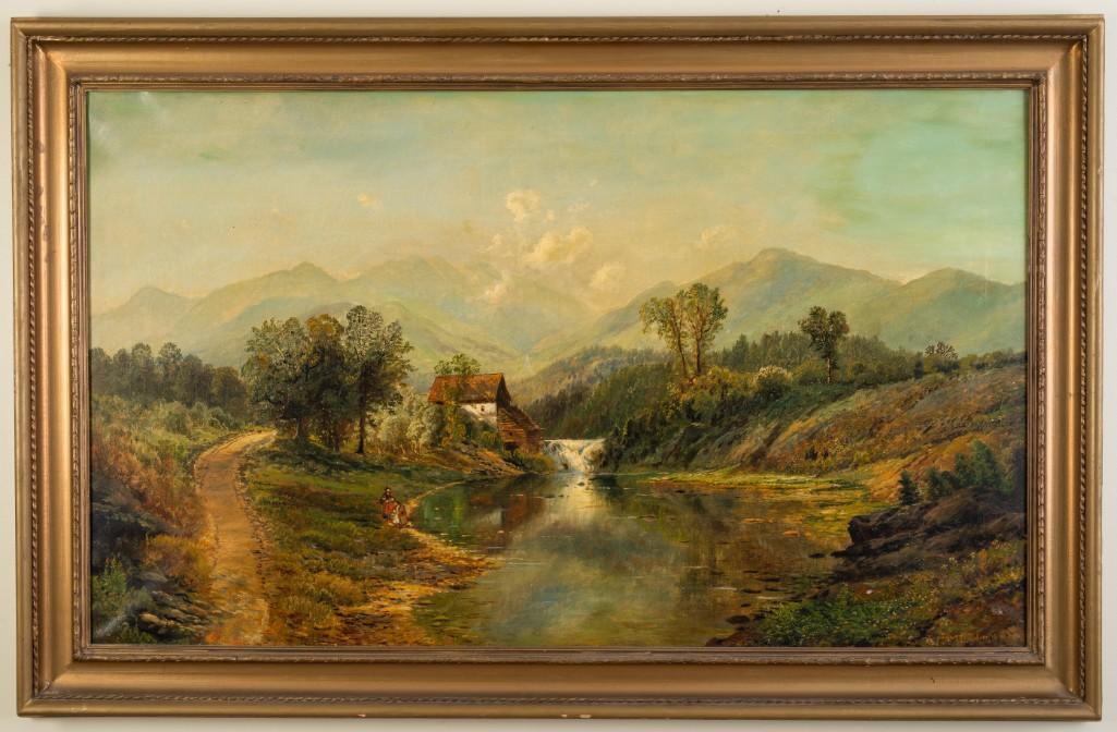 Edmund Lewis. Mountain Mill Pond.: Oil on canvas, 30 x 50 inches. Signed l.r.Â Edmund Darch Lewis (1835 - 1910) was a Pennsylvania artist, and one of the most prolific and successful American landscape painters of his time.