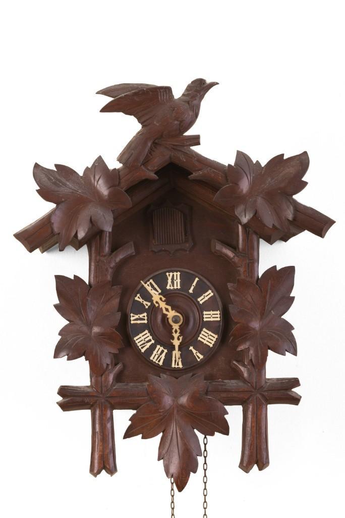 Busch & Sons Black Forest Cuckoo Clock.: Height 18 inches, width 14 inches, depth 8 inches. Not tested for operation, missing weights and pendulum.